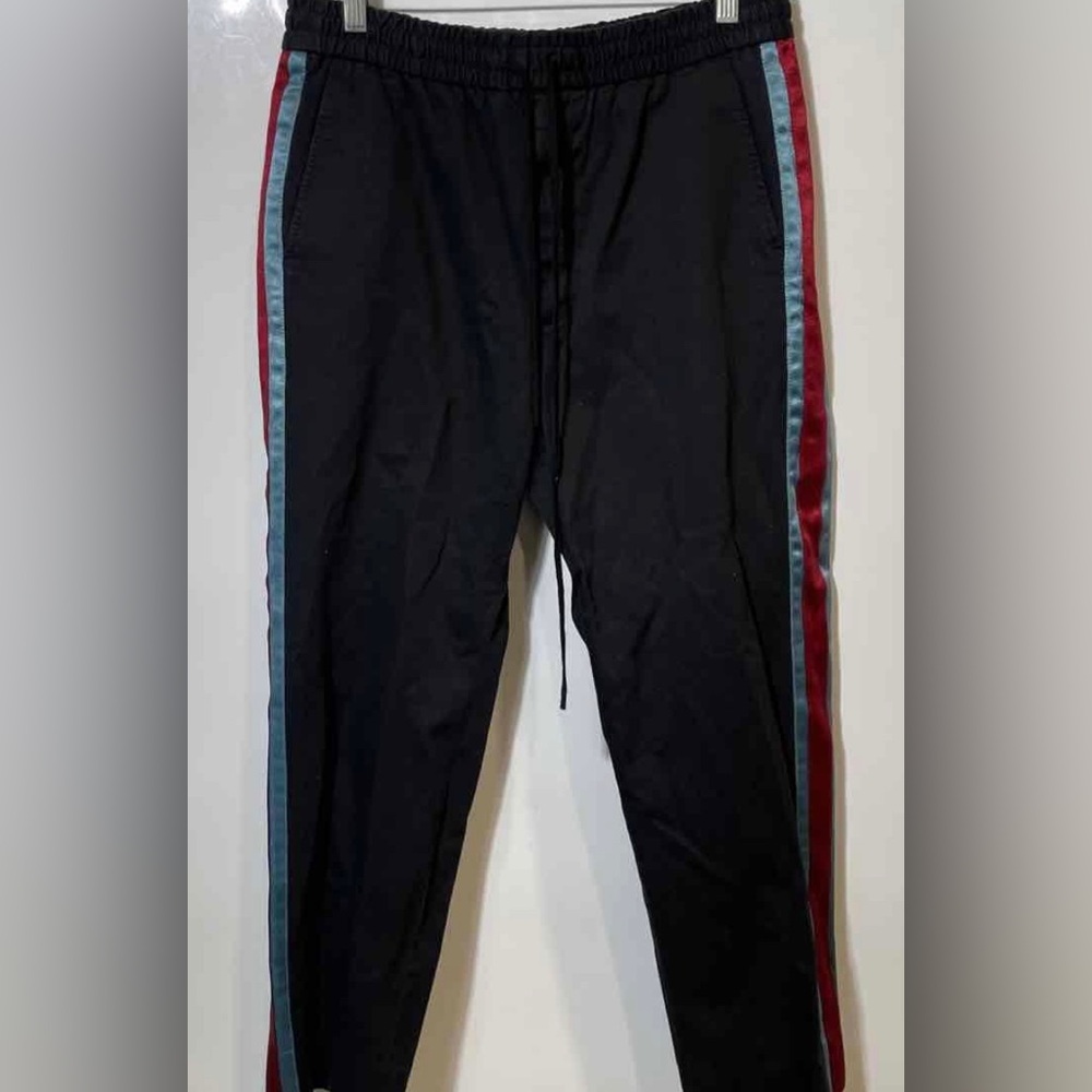 Gucci Black Joggers with Red and Blue Stripes